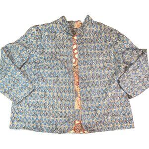 Reversible‎ Quilted Jacket Abstract Print & Vibrant Patterns Cottage Core Boho